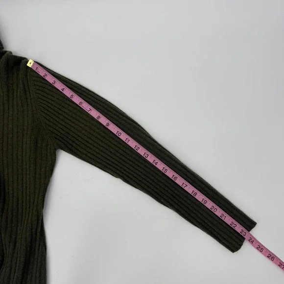 Mendocino Cashmere Olive Green Ribbed Turtleneck Sweater - Picture 9 of 9